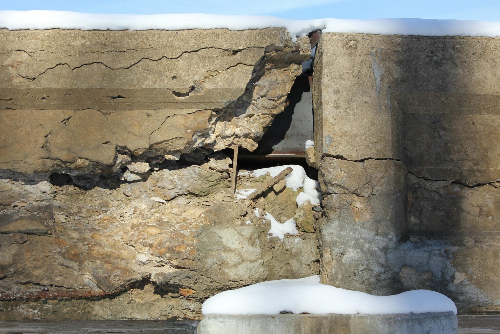 Failing slab span, reinforced with I-beam